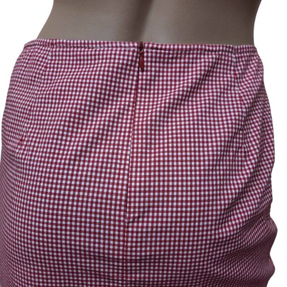 Vintage 90s Red White Gingham Check Skirt Size 2 Coquette - Picture 5 of 6